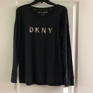 DKNY Knit Top in Dark Gray